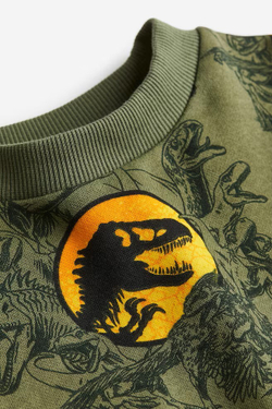 H&M Толстовка оверсайз с принтом, хаки