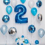 Шар (40"/102 см) Цифра, 2, Синий, 1 шт. в упак.