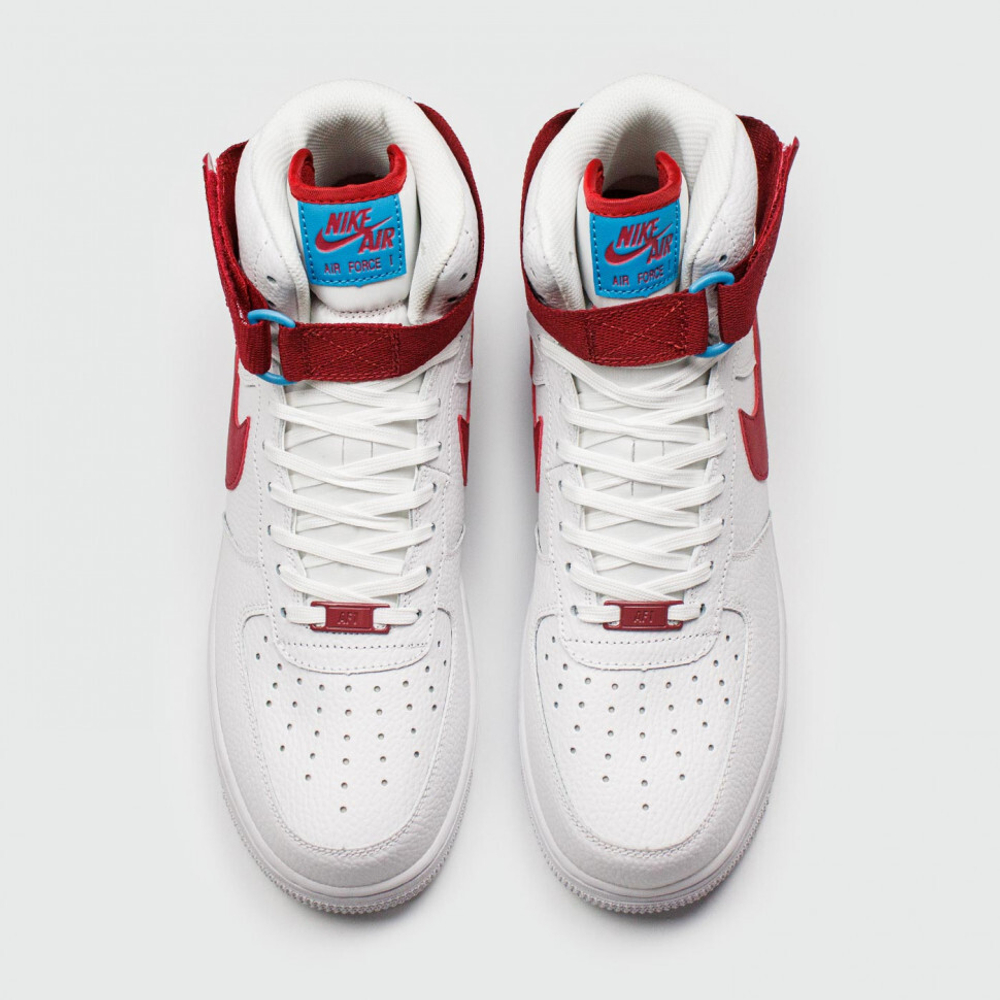 кроссовки Nike Air Force 1 Mid White Red Swoosh