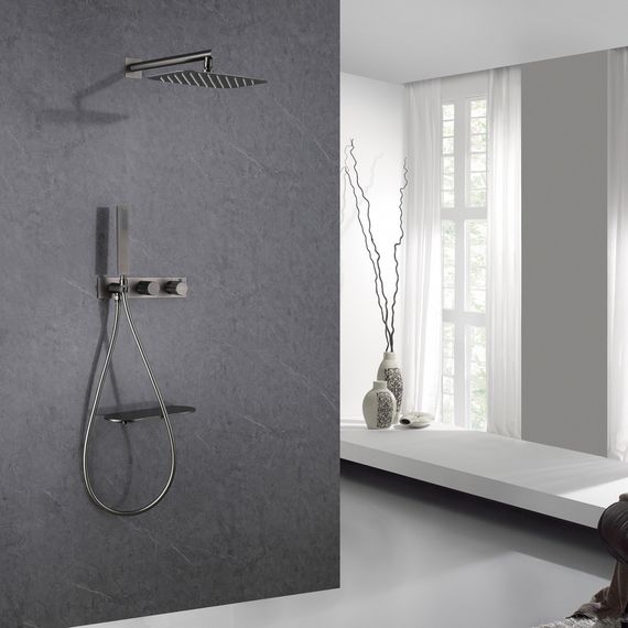 Душевая система ABBER Rund AF8750NG скрытого монтажа с изливом, термостат, никель