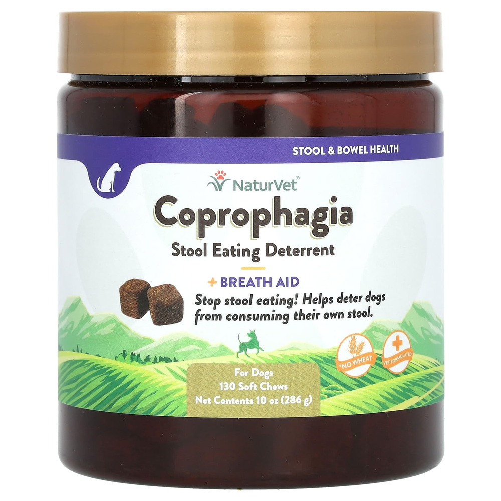 NaturVet, Coprophagia, средство для нейтрализации стула и облегчения дыхания, для собак, 130 жевательных таблеток, 286 г (10 унций)