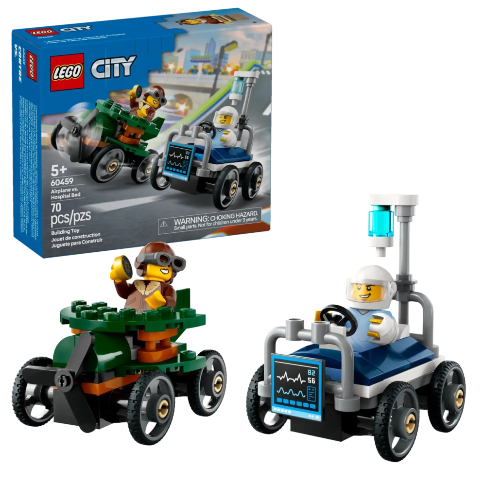Конструктор LEGO City 60459 Самолет против Больничная Кровать Гоночный Автомобиль