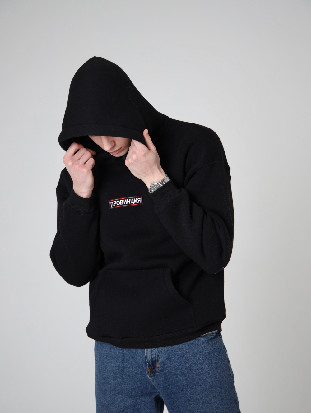 Купить худи мужское черное провинция