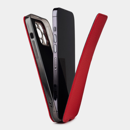 Чехол для iPhone 15 Pro Max из кожи теленка, красного цвета