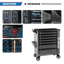 KING TONY (9G38-100MRG) Набор инструментов "BASTION" в серой тележке, 204 предмета