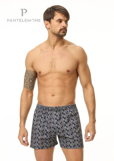 Трусы мужские семейные для больших мужчин Pantelemone PMBB-409, клетка синяя
