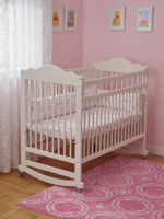 Кровать детская 60х120, Алиса, для новорожденных, белый, два уровня, массив сосны, Dipriz