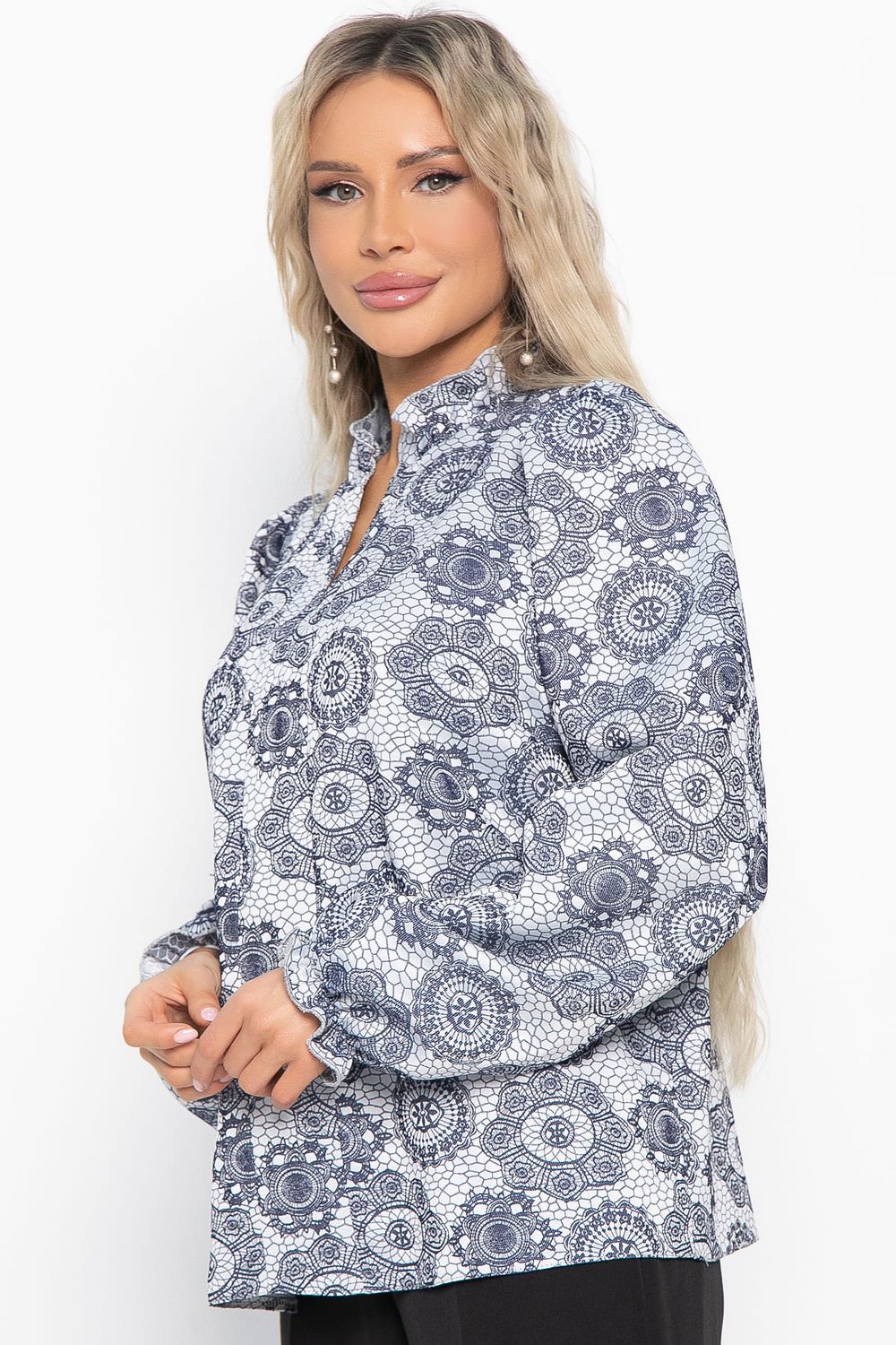 Блуза Доменика (серо-синяя) Б15016-18М LT Collection