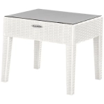 Столик журнальный квадратный RATTAN OLA DOM со стеклом белый 530х450мм