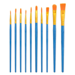 Кисть для рисования Basir художественная, нейлон, набор из 10 шт, синий корпус