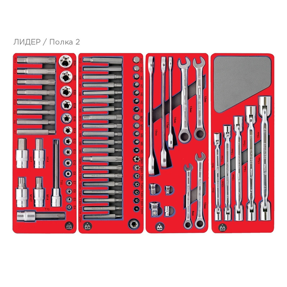 Набор инструментов &quot;ЛИДЕР&quot; в красной тележке, 270 предметов МАСТАК 52-05270R