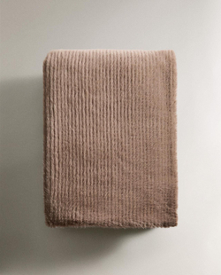 Zara Home - Двустороннее одеяло с эффектом меха, коричневый, 140x190 см