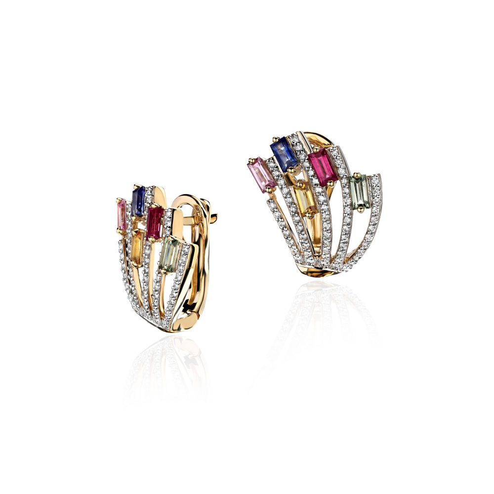 СЕРЬГИ с бриллиантом  из желтого золота JA-S-314103-1