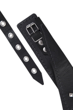 Черный кожаный ошейник-воротник с поводком (Цвет: черный)