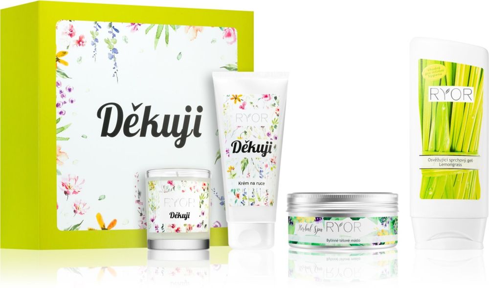 RYOR refreshing shower gel 200 мл + deep moisturising Body butter 200 мл + děkuji Hand cream 100 мл + děkuji candle 65 г Every day