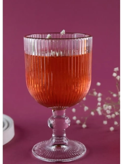 Набор бокалов вина 6 шт., ребристые с золотой каймой