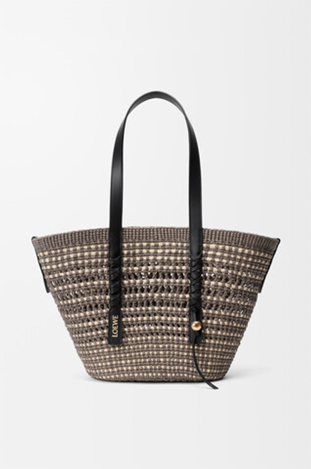 Loewe Среднего плетеная сумка-корзина Braid из пальмы и телячьей кожи, хаки
