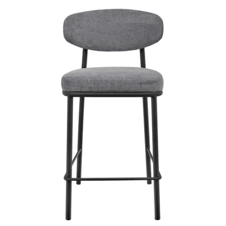 Стул полубарный Bradex Home Lucas 2 серый шенилл с чёрными ножками