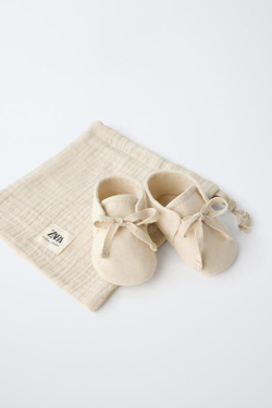 ZARA ПИНЕТКИ ХЛОПКОВЫЕ, БЕЖЕВЫЙ