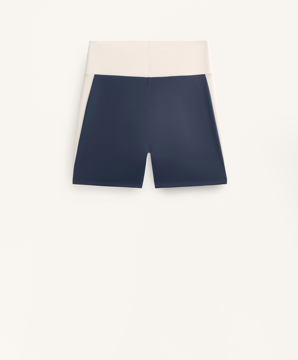 Oysho Легинсы-шорты Perfect-Adapt 10 см с широким поясом V-образной формы, морской синий