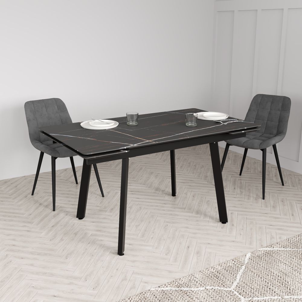 Стол стеклянный Лорд 1400х800х300 Мрамор чёрный