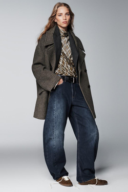 ZARA ДВУБОРТНОЕ ПАЛЬТО ИЗ СМЕСОВОЙ ШЕРСТИ — ZW COLLECTION, КОРИЧНЕВЫЙ МЕЛАНЖ