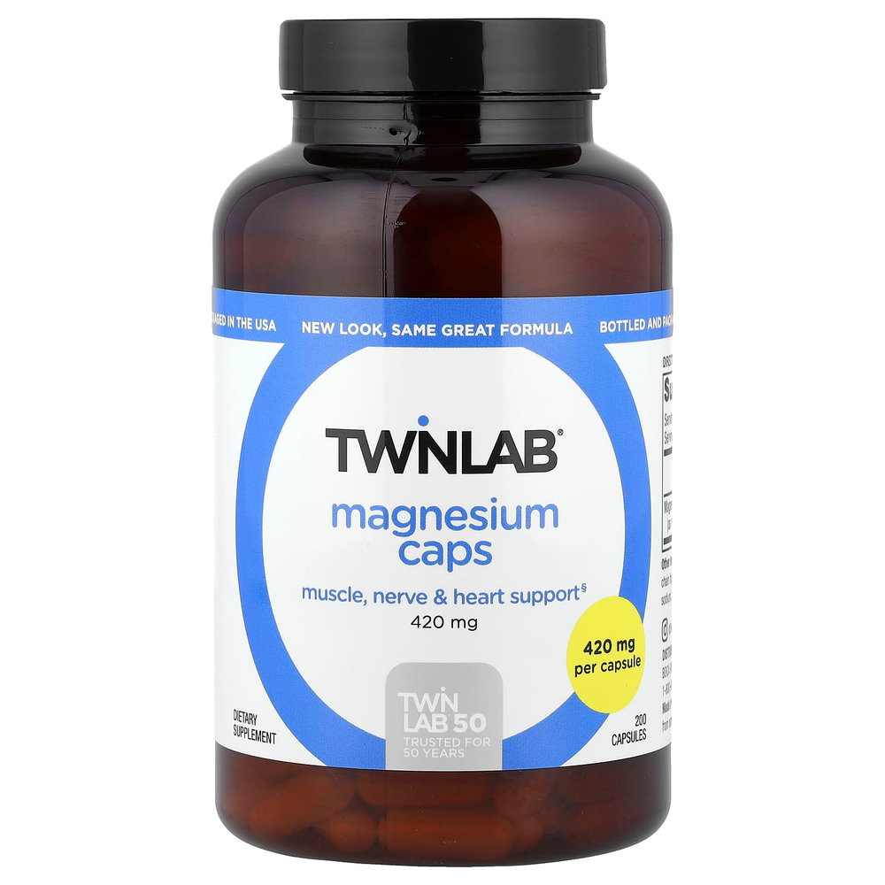 Twinlab, Магний в капсулах, 420 мг, 200 капсул