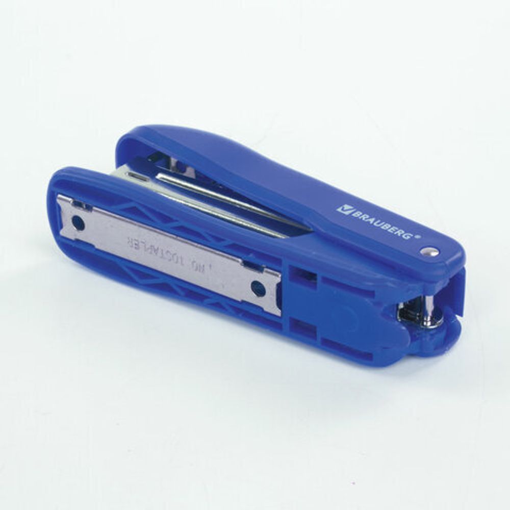 Степлер №10 BRAUBERG "SX-19", до 12 листов, с антистеплером, синий, 228588