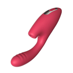 Красный двойной стимулятор Cardinal с вибрацией и вакуумом - 20,2 см.