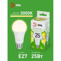 Лампа светодиодная ЭРА GREEN LINE LED A60-25W-830-E27 GL 25Вт груша теплый свет E27 | Лампы cветодиодные Груша (A)