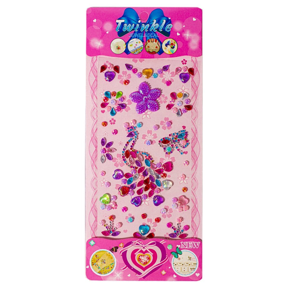 Наклейки-стразы Alingar, акриловые, "Павлин", пакет с европодвесом