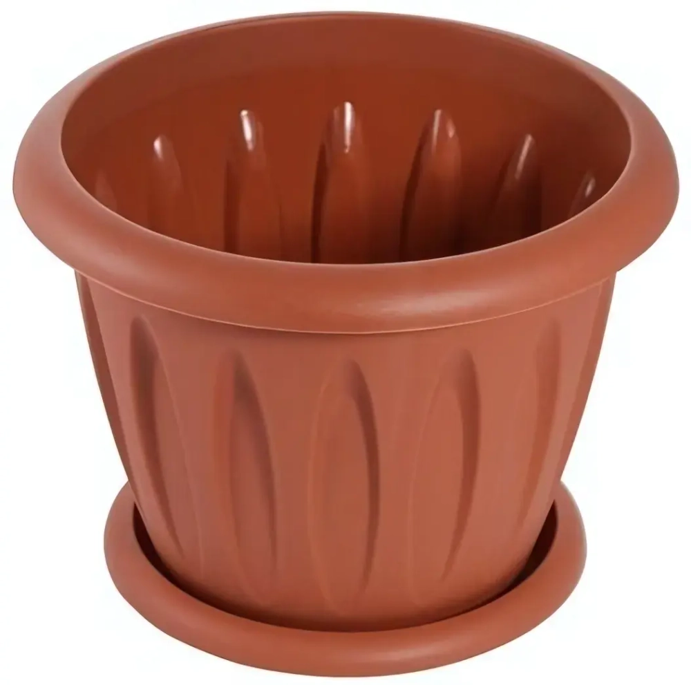 Горшок для цветов пластиковый 0,4л d-10,5см «Фелиция» с поддоном терракотовый С101Т