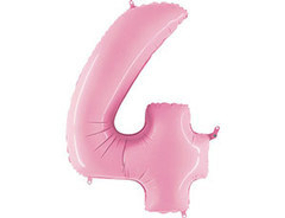 Г 40''/102 см, Цифра Розовый (Pink) "4"(надутый гелием)