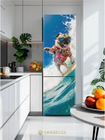 Наклейка интерьерная на холодильник мопс на сапе