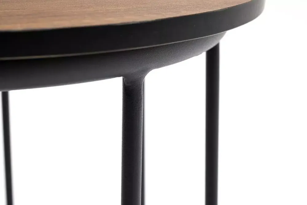 "Эквадор" журнальный стол из HPL круглый Ø40 H55, каркас из алюминия темно-серый (RAL 7024) муар, цвет столешницы "дуб"