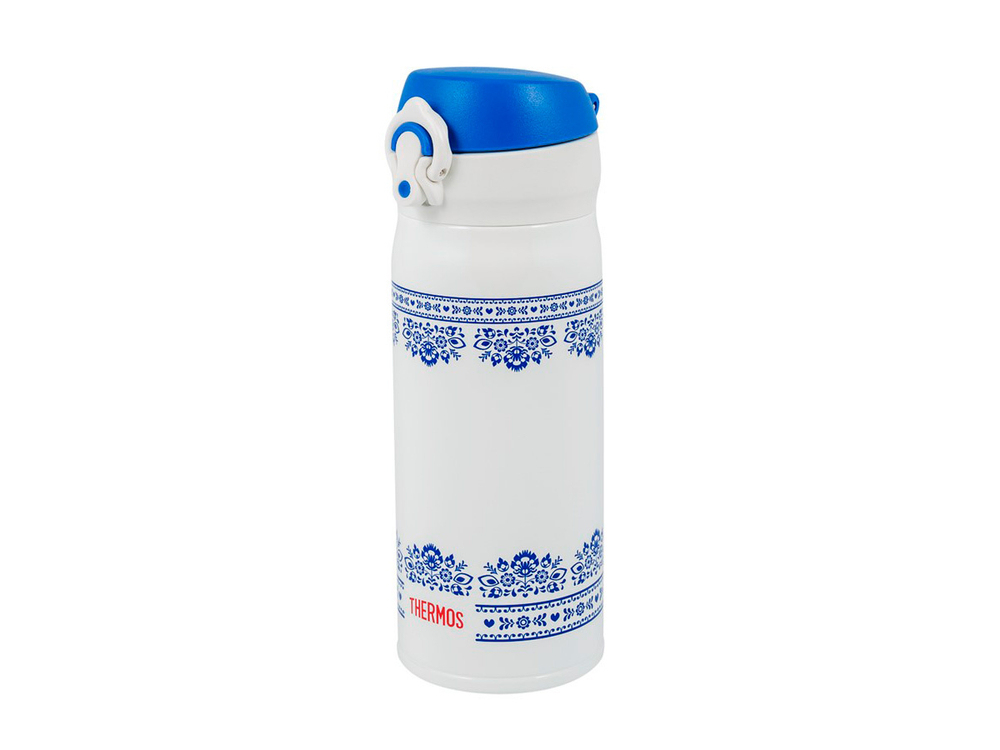 Термос для напитков (термокружка) THERMOS JNL-402 BLWH 0.4L, откидной механизм, бело-синий