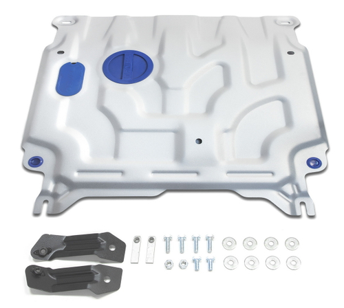 Защита картера и КПП Rival для Hyundai Solaris II (V - 1.4; 1.6) 2017-2020 2020-н.в./Kia Rio IV седан (V - 1.4; 1.6) 2017-2020 2020-н.в./Kia Rio X хэтчбек (V - 1.4; 1.6) 2020-н.в./Kia Rio X-Line хэтчбек (V - 1.4; 1.6) 2017-2021, штампованная, алюминий 3 мм, с крепежом, 333.2369.1