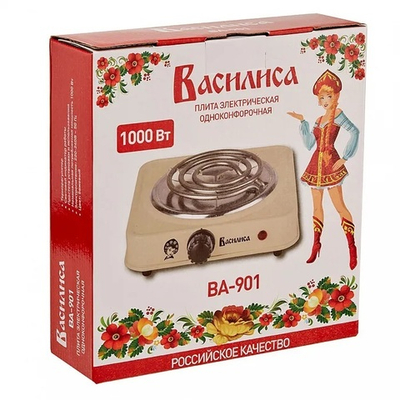 Плита электрическая настольная ВАСИЛИСА ВА-901, бежевый, спираль