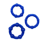 Набор из 3 эрекционных колец с рельефом в виде бусинок (Цвет: синий)