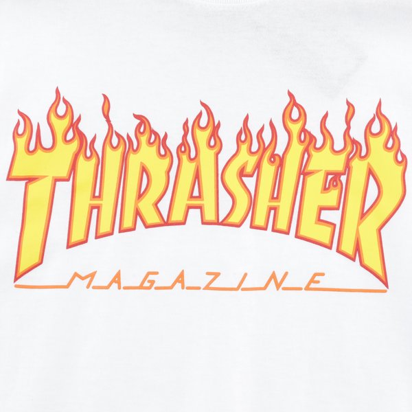 Футболка Thrasher Flame Logo (white) артикул:syq11T2ejfFBRJG6EhpdC1 - купить в магазине Дайс
