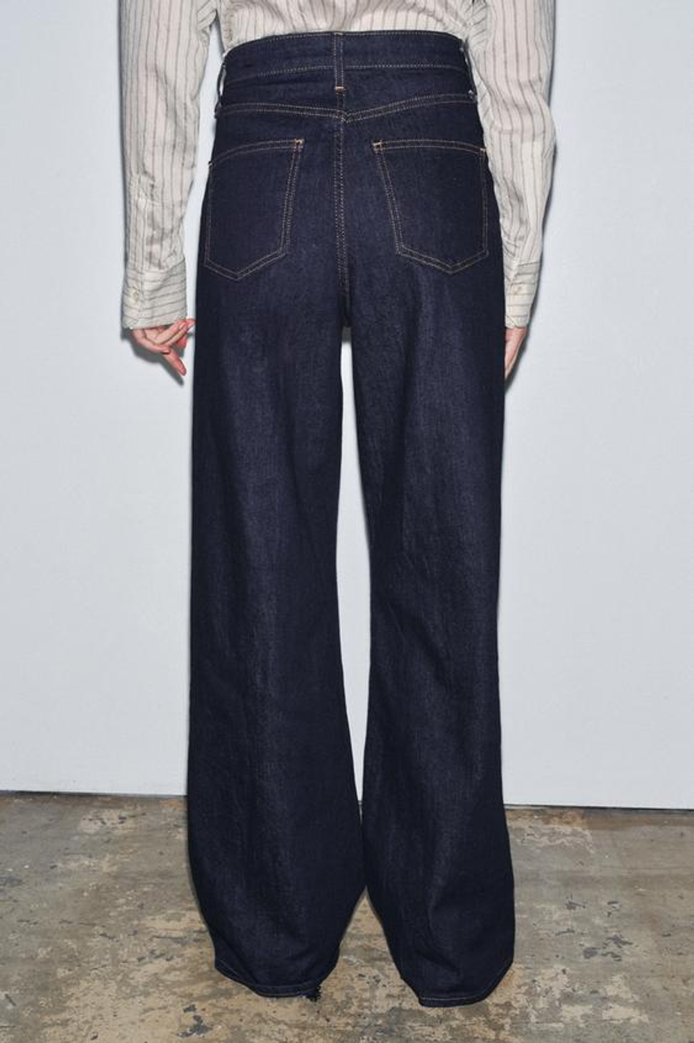 ZARA ДЖИНСЫ WIDE LEG С ВЫСОКОЙ ПОСАДКОЙ — ZW COLLECTION, СИНИЙ