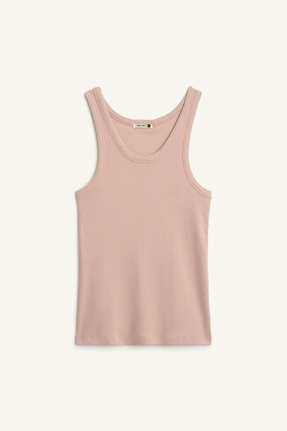 ZARA ТОП В РУБЧИК ИЗ ХЛОПКА, БЛЕДНО-РОЗОВЫЙ