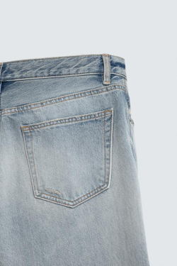 ZARA ДЖИНСЫ STRAIGHT FIT, СТАЛЬНОЙ СИНИЙ