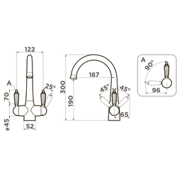 Смеситель для кухни Omoikiri Okinawa 2-G 4994253 золото схема