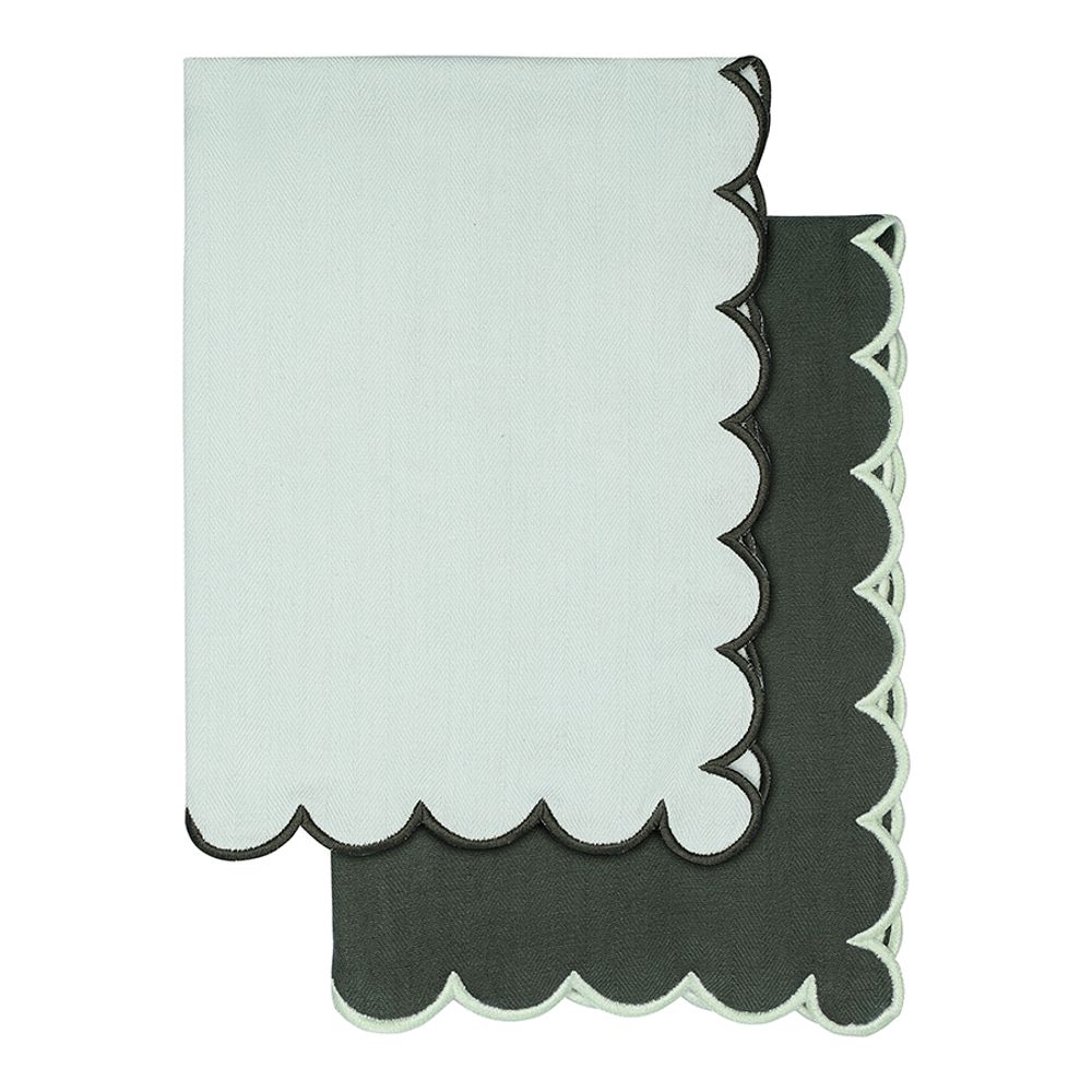 Набор кухонных полотенец с контрастным кантом зеленого цвета из коллекции Trendy Ruffles, 50х70 см