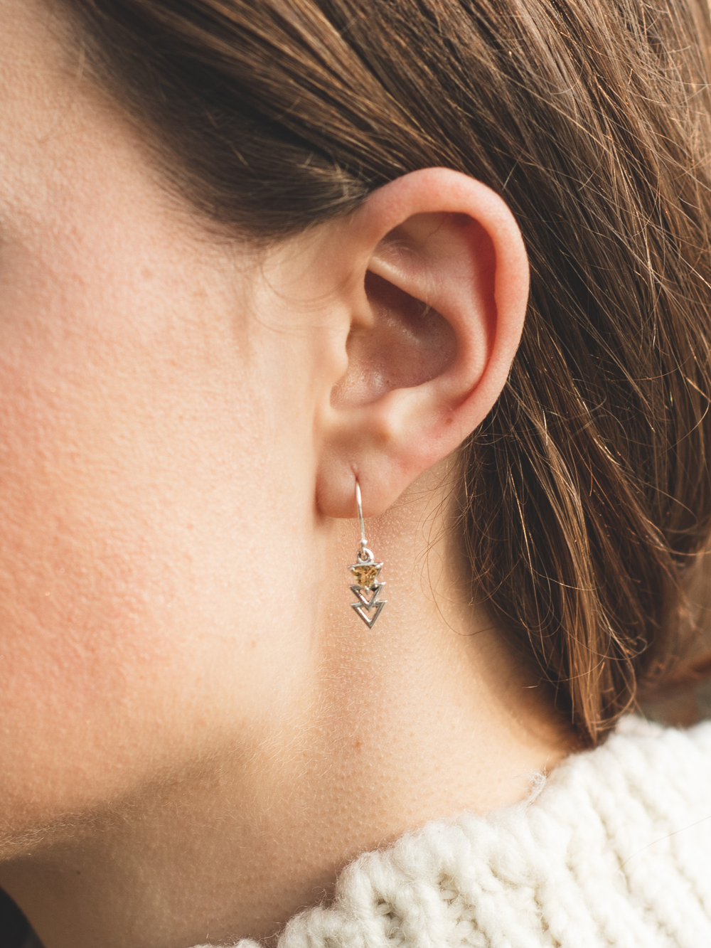 Серьги СТРЕЛА серебро/цитрин
