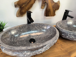Раковина из мрамора ПАРА! Oval Grey Marmo Wave OM-65752 56х36х15 из натурального камня