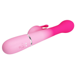 Розовый вибратор-кролик Dejon с ротацией бусин и возвратно-поступательными - 22,6 см.