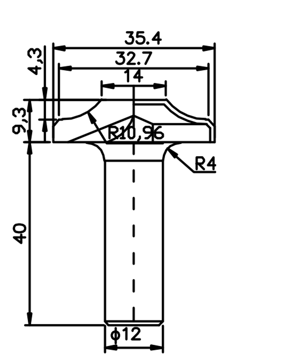 PCD профильная фреза D.35,4x9,3 S.12x40 Z2