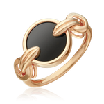 Кольцо из красного золота с ониксом